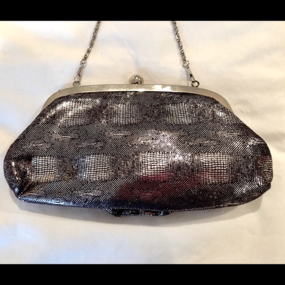 Silver & Black Dressy Clutch/Shoulder Bag - Picture 4 of 6